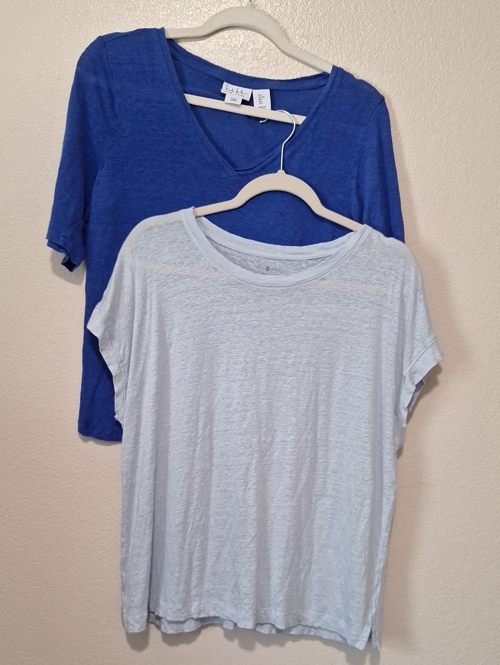 Linen Bundle, Royal Blue & Light Blue Large Women's Tee- Shirts